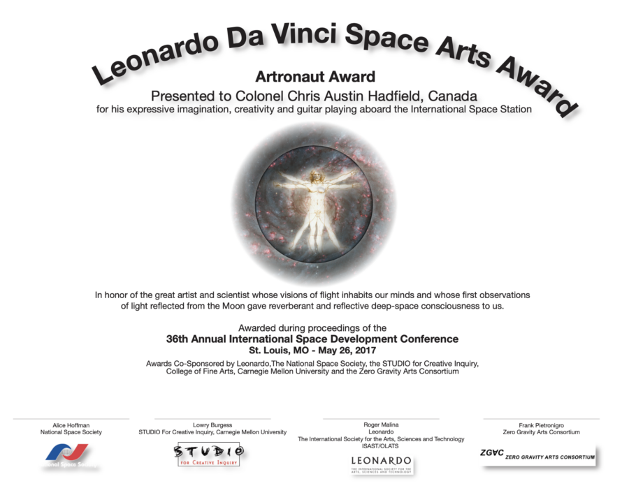 ZGAC Leonardo DaVinci Space Arts Award For Chris Hadfield, Canadian Astronaut